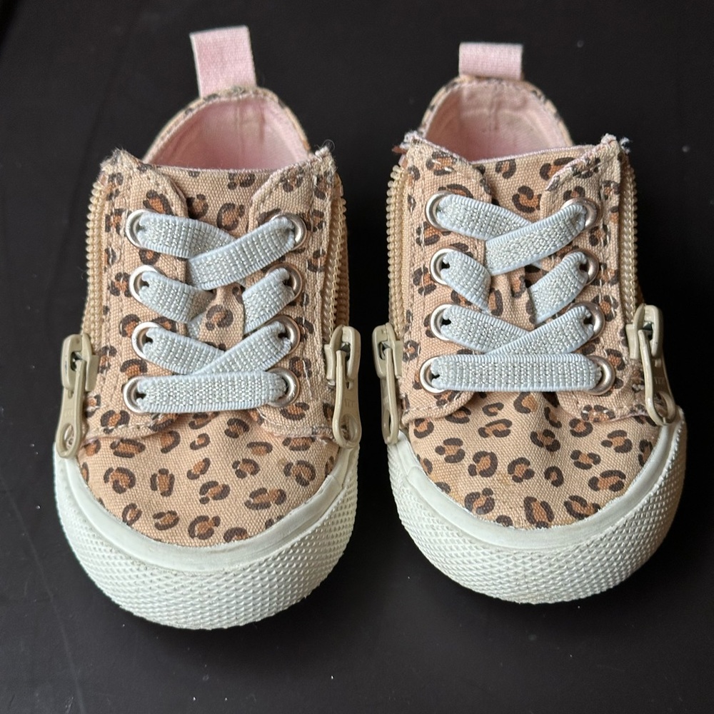 Cat & Jack Leopard Print Toddler Size 5 Shoes with Zipper Closure